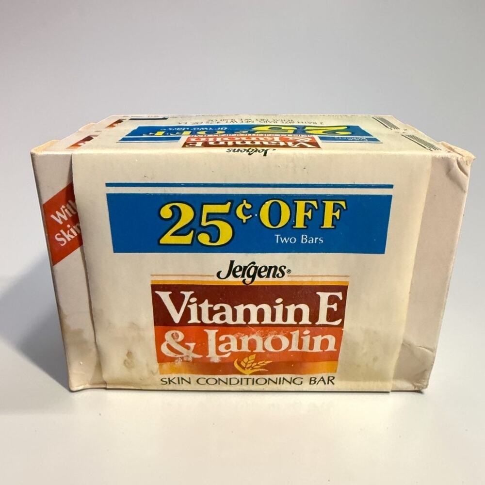 Vintage Jergens Vitamin E & Lanolin Soap 2 Bar Pack 4.75oz NOS 25¢ Off